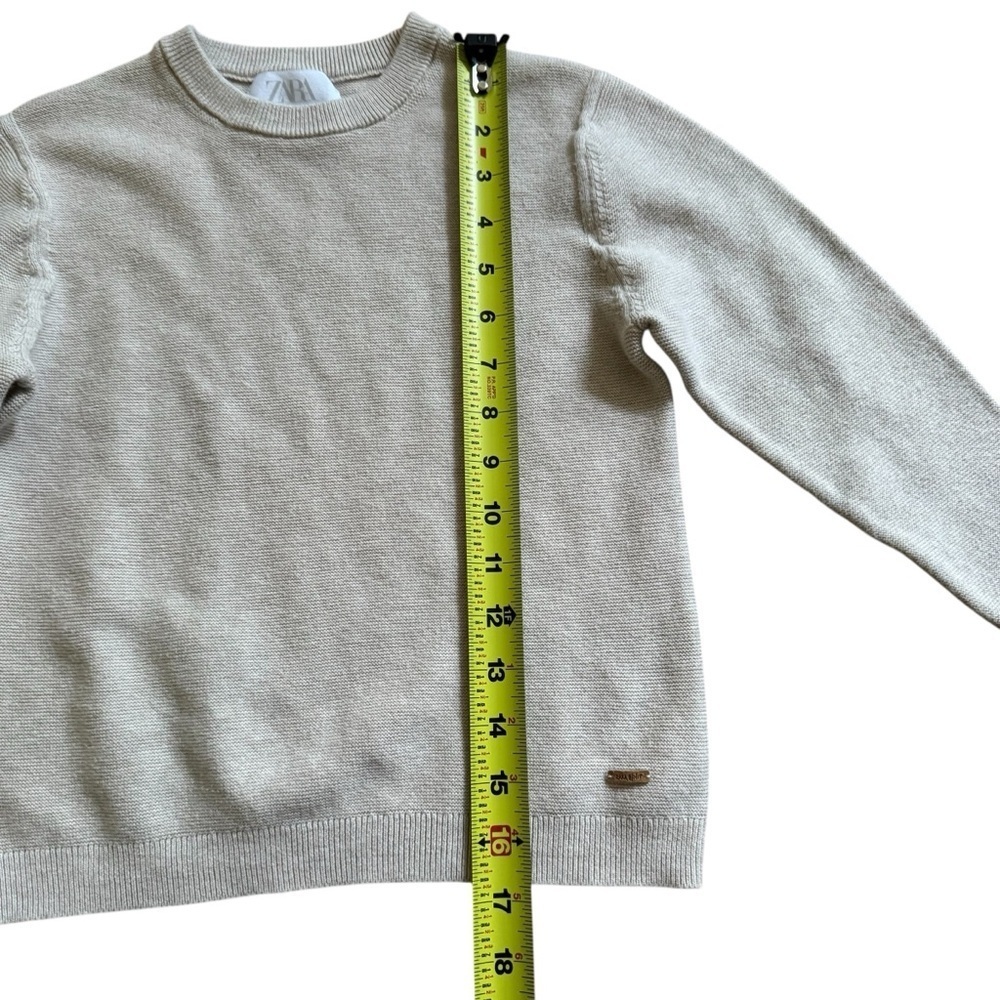 Zara Beige Oatmeal Knit Sweater Pullover Crewneck Minimalist Boys Size 7 - Picture 5 of 7